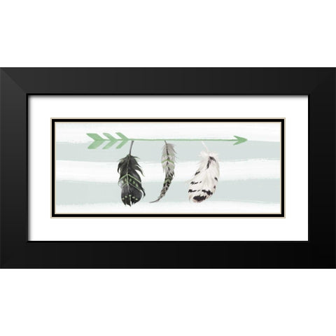 Mint Feathers and Arrow Black Modern Wood Framed Art Print with Double Matting by Moss, Tara