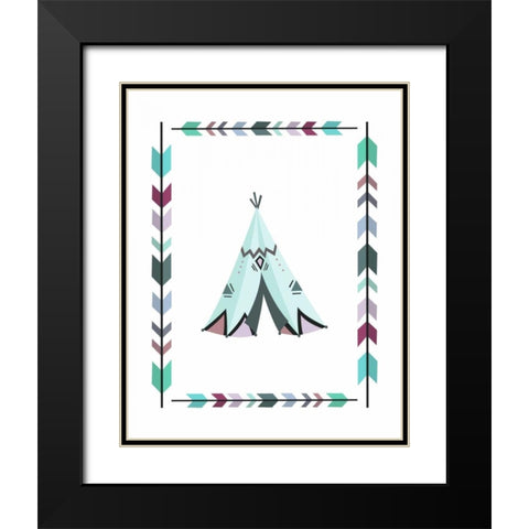 Teepee Teal and Purple Black Modern Wood Framed Art Print with Double Matting by Moss, Tara