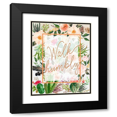 Walk Humbly Black Modern Wood Framed Art Print with Double Matting by Moss, Tara