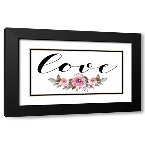 Love with Floral Horizontal Black Modern Wood Framed Art Print with Double Matting by Moss, Tara