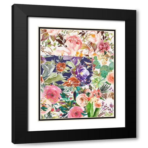 Multiple Florals Collage Black Modern Wood Framed Art Print with Double Matting by Moss, Tara