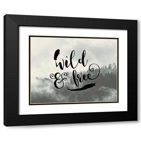 Wild and Free Feathers Black Modern Wood Framed Art Print with Double Matting by Moss, Tara