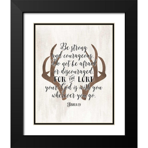 Joshua 1-9 Antlers Black Modern Wood Framed Art Print with Double Matting by Moss, Tara