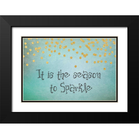 Sparkle Teal Black Modern Wood Framed Art Print with Double Matting by Moss, Tara