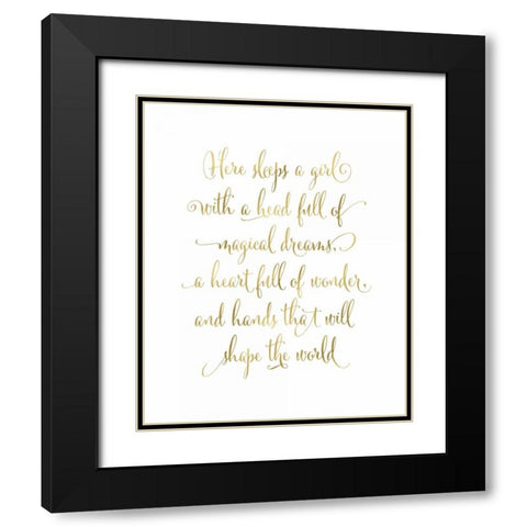 Here Sleeps a Girl Black Modern Wood Framed Art Print with Double Matting by Moss, Tara