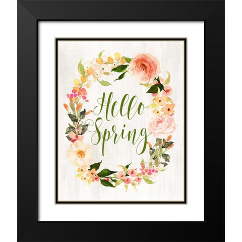 Hello Spring Wreath II Black Modern Wood Framed Art Print with Double Matting by Moss, Tara