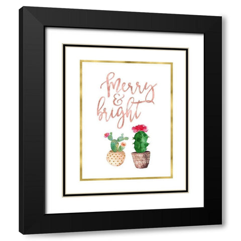 Merry and Bright Succulent Black Modern Wood Framed Art Print with Double Matting by Moss, Tara