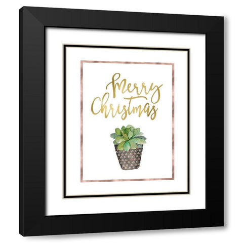 Merry Christmas Succulent Black Modern Wood Framed Art Print with Double Matting by Moss, Tara