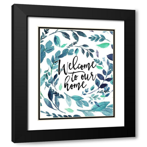 Welcome to Our Home - Blue Black Modern Wood Framed Art Print with Double Matting by Moss, Tara