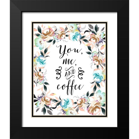 You, Me and Coffee Black Modern Wood Framed Art Print with Double Matting by Moss, Tara