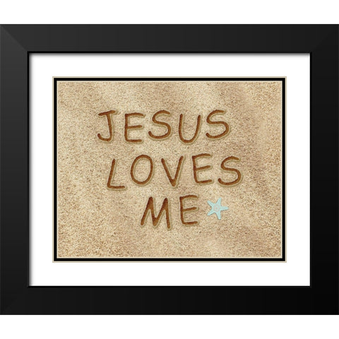 Jesus Loves Me Sand Black Modern Wood Framed Art Print with Double Matting by Moss, Tara