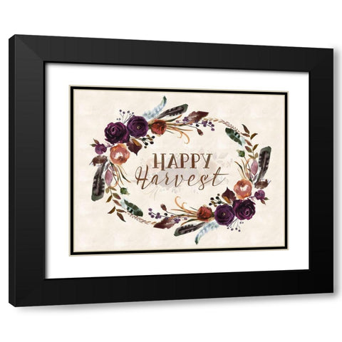 Happy Harvest Wreath Black Modern Wood Framed Art Print with Double Matting by Moss, Tara