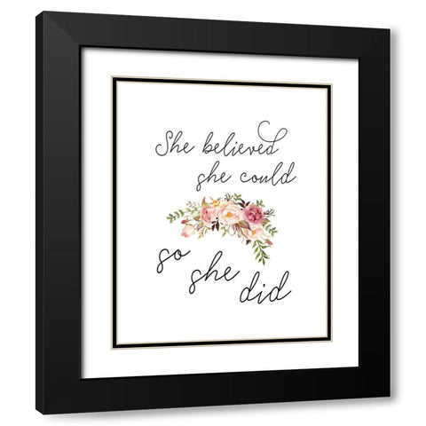 So She Did Floral Black Modern Wood Framed Art Print with Double Matting by Moss, Tara