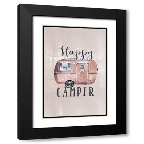 Happy Camper Black Modern Wood Framed Art Print with Double Matting by Moss, Tara