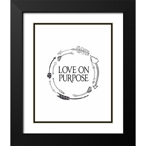 Love on Purpose Wreath Black Modern Wood Framed Art Print with Double Matting by Moss, Tara