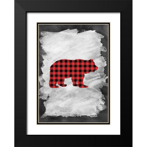 Plaid Bear Black Modern Wood Framed Art Print with Double Matting by Moss, Tara