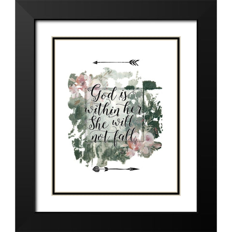 God is Within Her Floral Black Modern Wood Framed Art Print with Double Matting by Moss, Tara
