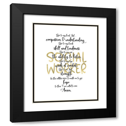 Social Worker Prayer Black Modern Wood Framed Art Print with Double Matting by Moss, Tara