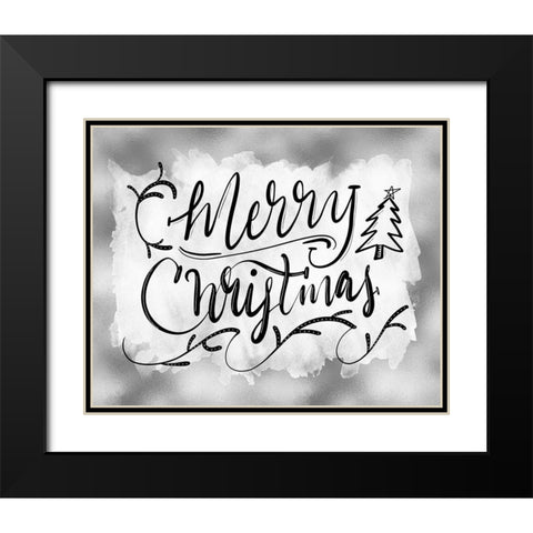 Merry Christmas Black Modern Wood Framed Art Print with Double Matting by Moss, Tara