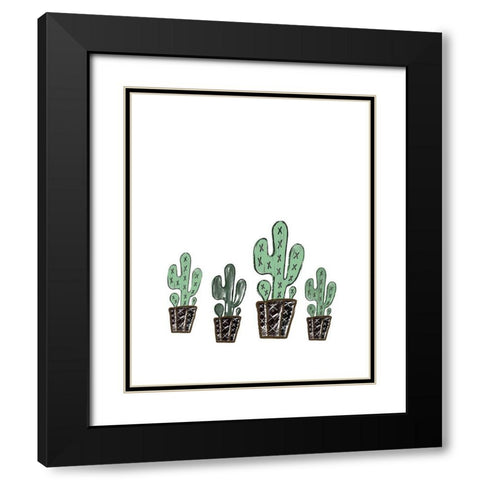 Cactus Set Black Modern Wood Framed Art Print with Double Matting by Moss, Tara