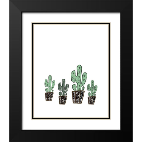 Cactus Set Black Modern Wood Framed Art Print with Double Matting by Moss, Tara