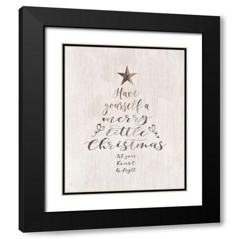 Merry Little Christmas Black Modern Wood Framed Art Print with Double Matting by Moss, Tara
