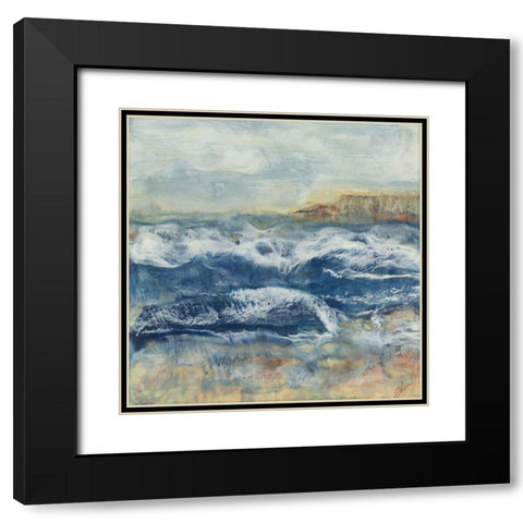 Awash Black Modern Wood Framed Art Print with Double Matting by Shanti, Shima