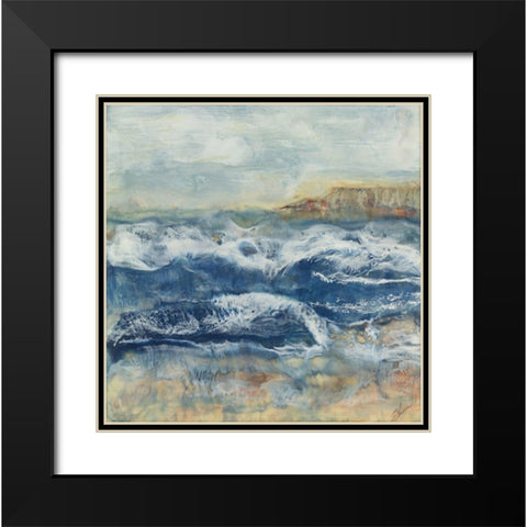 Awash Black Modern Wood Framed Art Print with Double Matting by Shanti, Shima