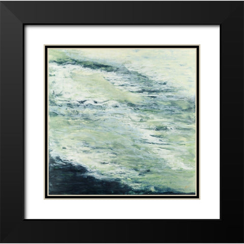 White Water Black Modern Wood Framed Art Print with Double Matting by Shanti, Shima