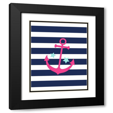 Anchor Stripe Black Modern Wood Framed Art Print with Double Matting by Robinson, Tamara