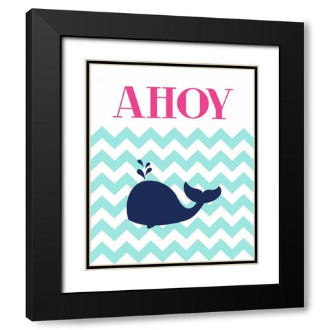 Chevron Whale Black Modern Wood Framed Art Print with Double Matting by Robinson, Tamara