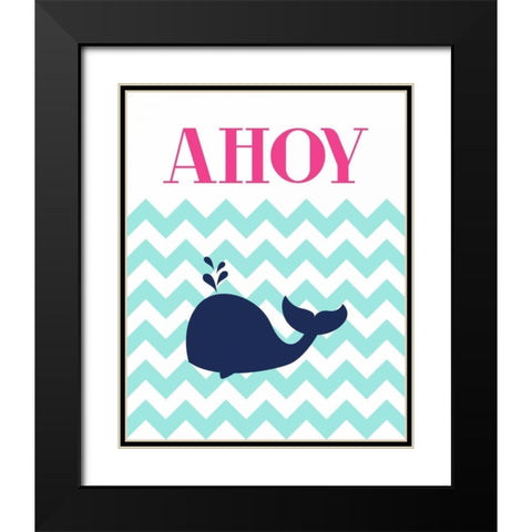 Chevron Whale Black Modern Wood Framed Art Print with Double Matting by Robinson, Tamara
