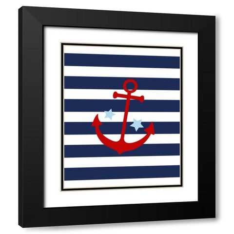 Anchor Stripe - Boy Black Modern Wood Framed Art Print with Double Matting by Robinson, Tamara