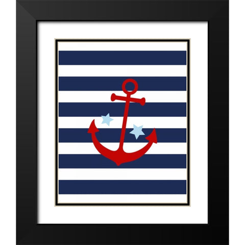 Anchor Stripe - Boy Black Modern Wood Framed Art Print with Double Matting by Robinson, Tamara