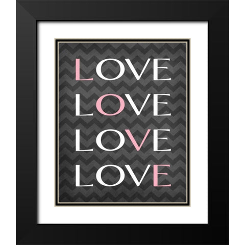 Love Love Love Love Black Modern Wood Framed Art Print with Double Matting by Robinson, Tamara