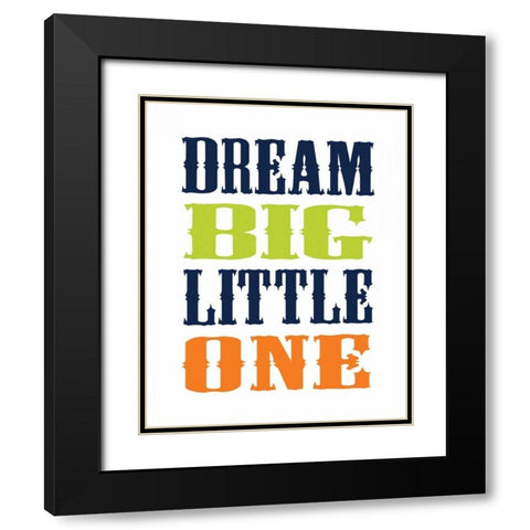 Dino Dream Big Black Modern Wood Framed Art Print with Double Matting by Robinson, Tamara