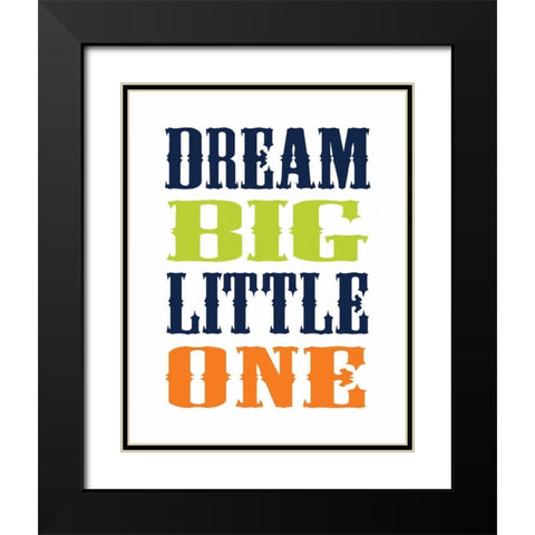 Dino Dream Big Black Modern Wood Framed Art Print with Double Matting by Robinson, Tamara