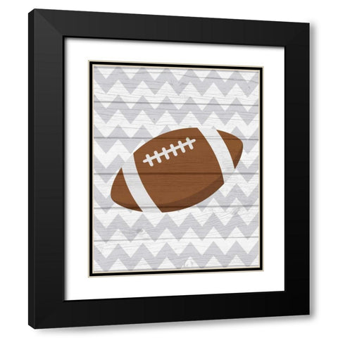 Football Black Modern Wood Framed Art Print with Double Matting by Robinson, Tamara