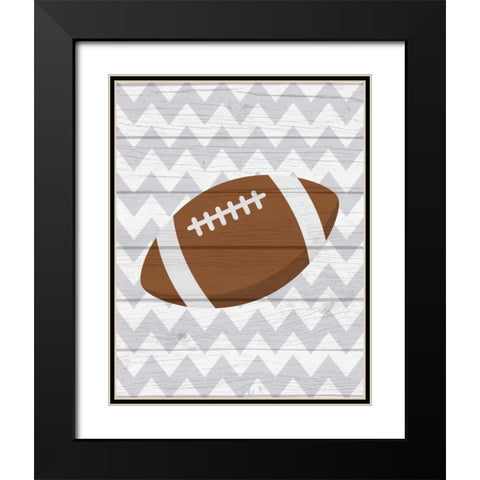 Football Black Modern Wood Framed Art Print with Double Matting by Robinson, Tamara