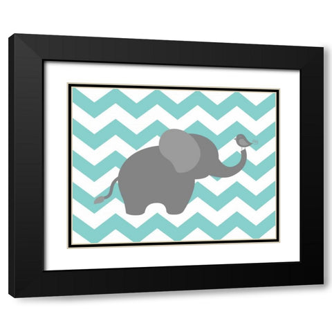 Elephant Chevron Black Modern Wood Framed Art Print with Double Matting by Robinson, Tamara