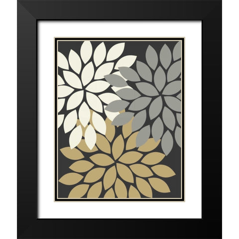 Trio Flower Burst II Black Modern Wood Framed Art Print with Double Matting by Robinson, Tamara