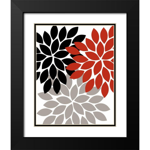 Trio Flower Burst III Black Modern Wood Framed Art Print with Double Matting by Robinson, Tamara