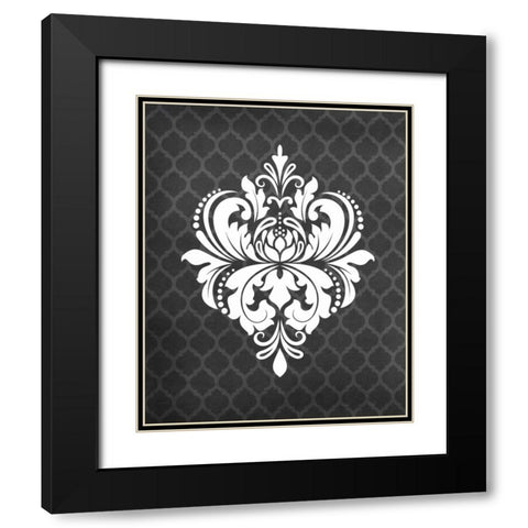 Damask I Black Modern Wood Framed Art Print with Double Matting by Robinson, Tamara