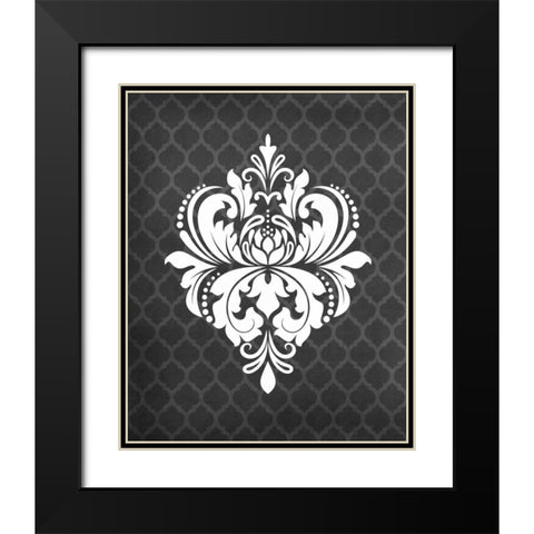 Damask I Black Modern Wood Framed Art Print with Double Matting by Robinson, Tamara