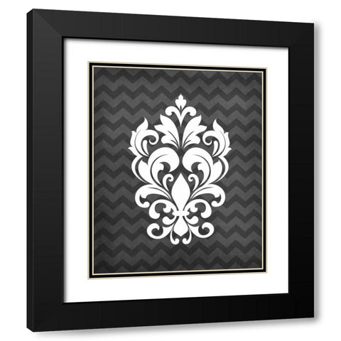 Damask II Black Modern Wood Framed Art Print with Double Matting by Robinson, Tamara