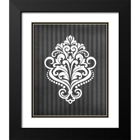 Damask III Black Modern Wood Framed Art Print with Double Matting by Robinson, Tamara