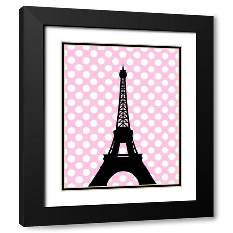 Eiffel Tower Polka Dots Black Modern Wood Framed Art Print with Double Matting by Robinson, Tamara
