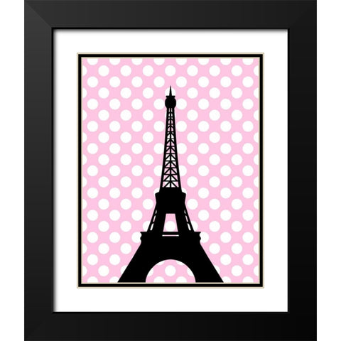 Eiffel Tower Polka Dots Black Modern Wood Framed Art Print with Double Matting by Robinson, Tamara