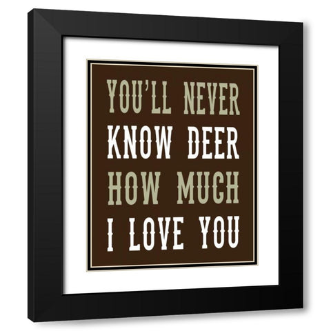 Deer Love Woods Black Modern Wood Framed Art Print with Double Matting by Robinson, Tamara