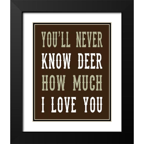 Deer Love Woods Black Modern Wood Framed Art Print with Double Matting by Robinson, Tamara